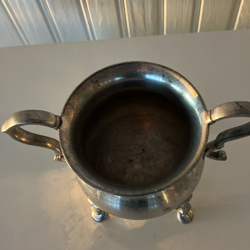 Vintage Stieff Pewter Colonial Williamsburg Silver Creamer and Sugar Set - Picture 3 of 13